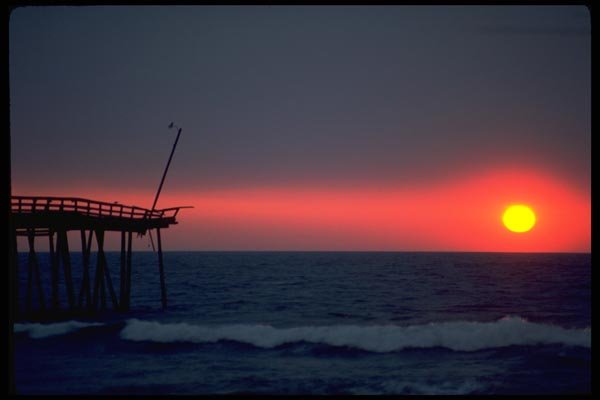 178009 Dock With Yellow Sunset A4 Photo Print