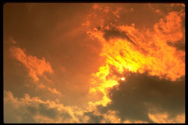 178012 Stormy Clouds With Orange Sun Setting A4 Photo Print