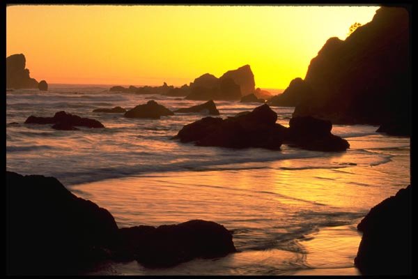 178016 Sunset Behind Rocks At Ocean A4 Photo Print