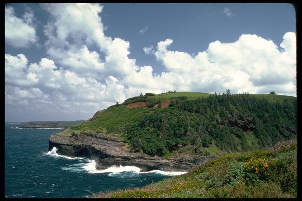 178022 Ocean And Land On Cloudy Day A4 Photo Print