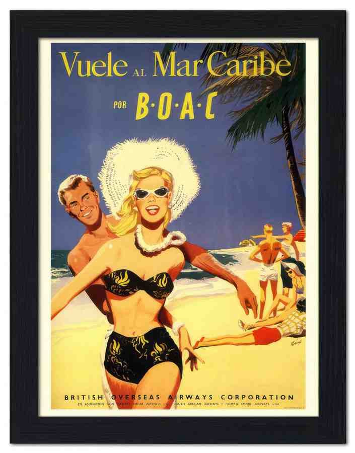 1790 vuele al mar caribe boac 1950s 2 Vintage Advert A4 Photo Print