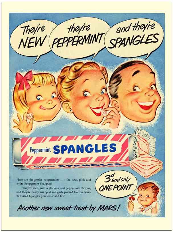 18 19 Spangles Peppermint Sweet 1950S advert A4 Photo Print