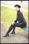 181092 Michelle Black Vest And Hat, Sitting A4 Photo Print