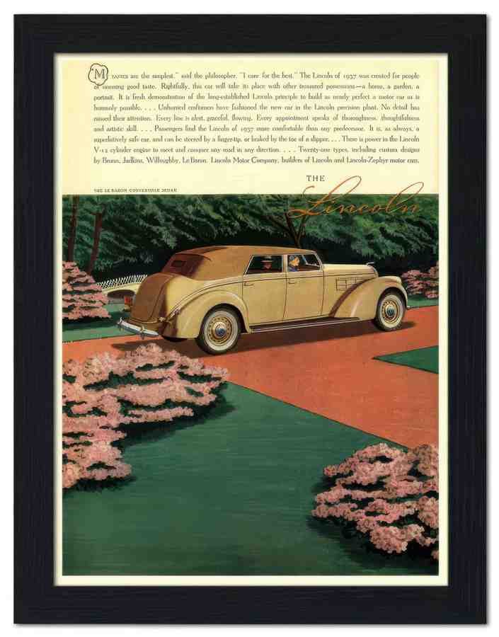 1814 lincoln le baron convertible 1930s 2 Vintage Advert A4 Photo Print