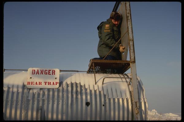 183007 Bear Trap Preparation, Churchill, Manitoba A4 Photo Print