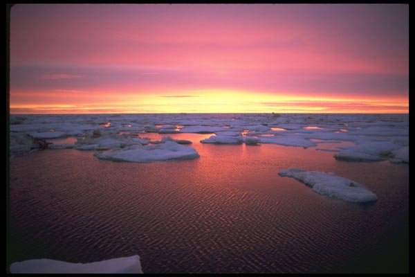 184035 Ice Pans In Sunset A4 Photo Print