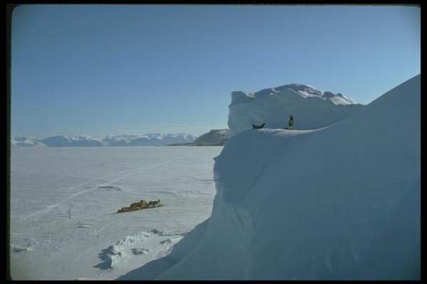 184045 Iceberg And Ski doos, Bylot Island, N.W.T. A4 Photo Print