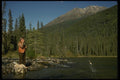 185018 Fly Fisherman Plays Leaping Grayling A4 Photo Print