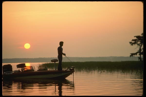 185054 Angler Fishing At Dawn A4 Photo Print