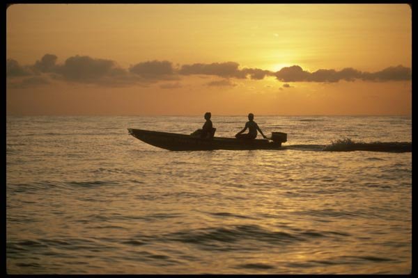 185069 Tarpon Boat At Dawn A4 Photo Print