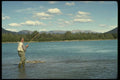185075 Angler Plays Big Fish In Wilderness Lake A4 Photo Print