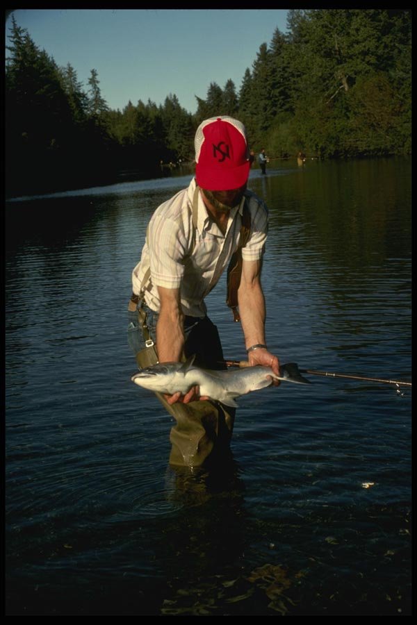 185080 Angler Shows Nice Silver Or Coho Salmon A4 Photo Print