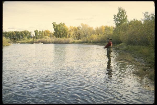 185084 Trout Fishing In Wyoming A4 Photo Print