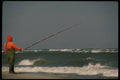 185088 Fishing The Surf A4 Photo Print