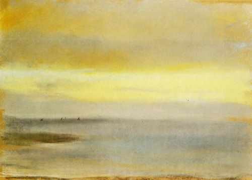 1869 Marine Soleil Couchant Pastel Sur Papier Jaune Clair Collection Particuliere A4 Photo Print