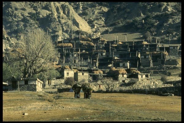 187014 Typical Village, Manang Region A4 Photo Print