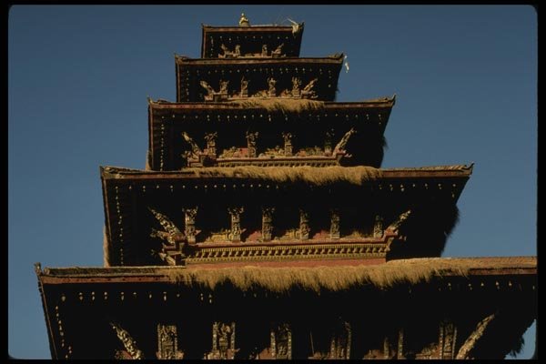 187045 Traditional Temple Roof, Katmandu A4 Photo Print