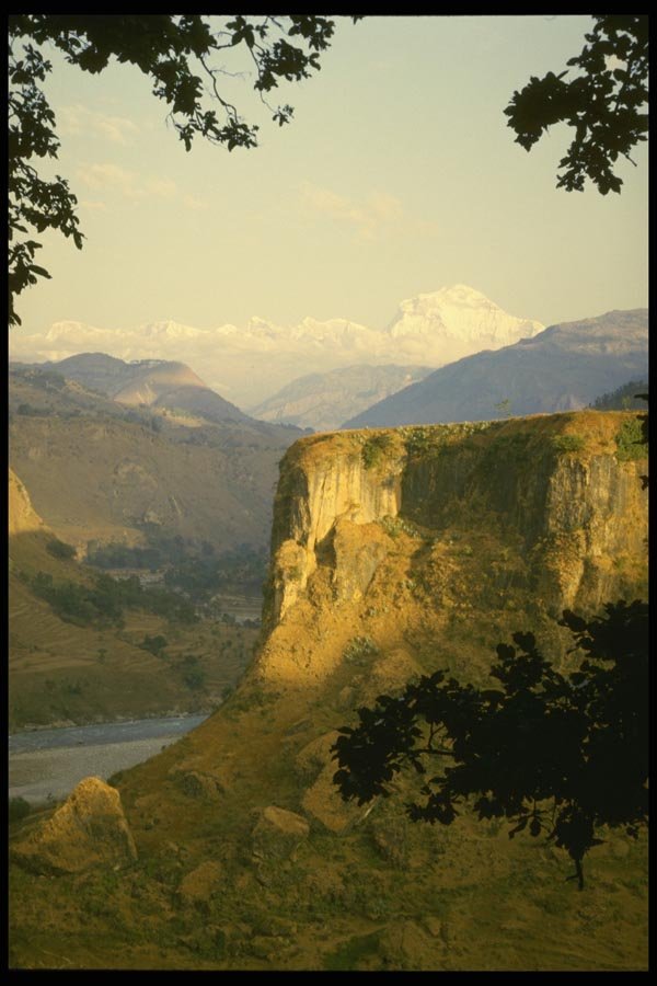 187069 Cliff With Annapurna Range In The Distance A4 Photo Print