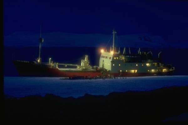 188023 Night, RRS Shackleton Moored At The Ice foot A4 Photo Print
