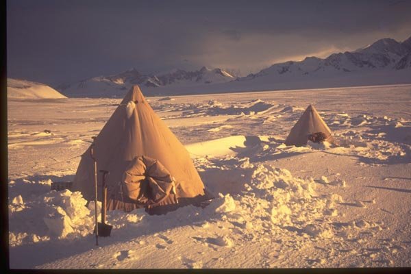 188055 Wind Blown Winter Camp Site A4 Photo Print
