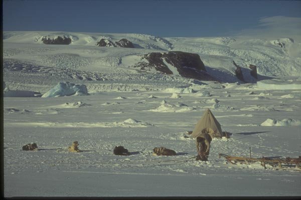188056 Sun drenched, Crevasse ridden Spring Camp site A4 Photo Print