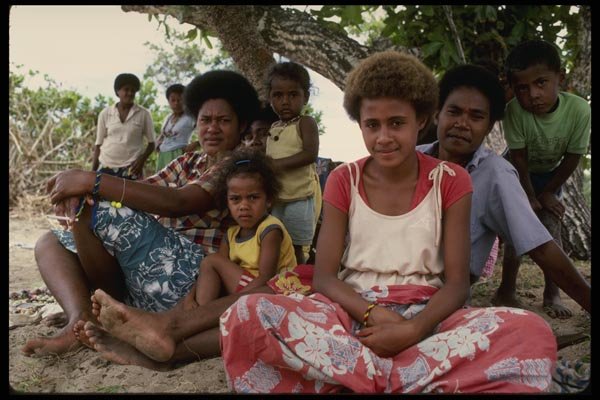 189059 Villagers Near Natadola Beach, Fiji A4 Photo Print