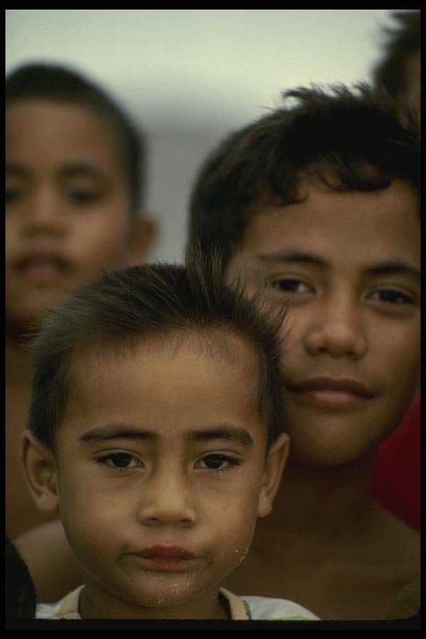 189068 Village Children, Tutuila Island, American Samoa A4 Photo Print