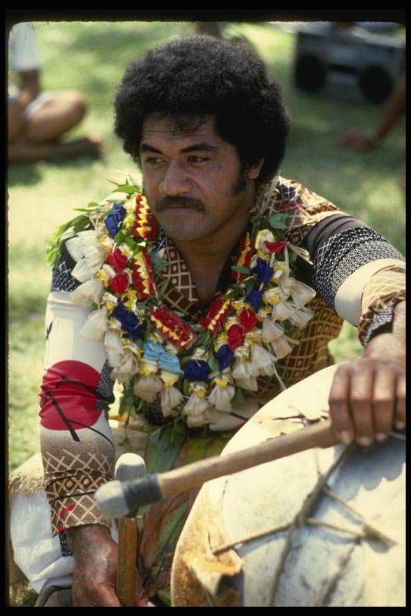 189077 Lakalaka Drummer On Tongatapu Island, Tonga A4 Photo Print