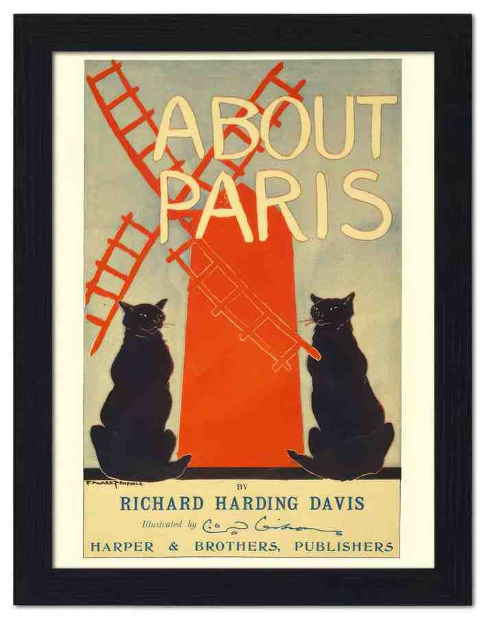 1895 about paris cats 2 Vintage Advert A4 Photo Print
