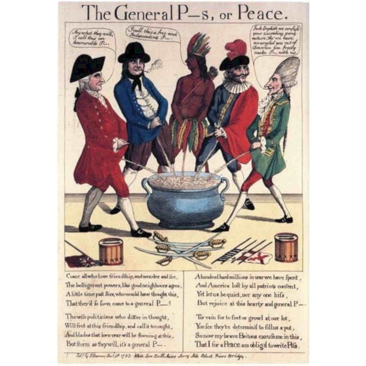 18th C Political Satire Cartoon Pss Or Peace Vintage Retro Advert Poster A4 Pho