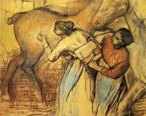 1902 Blanchisseuses Et Cheval Pastel A4 Photo Print
