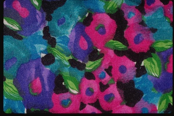 192000 Fuchsia And Aqua Floral On Black A4 Photo Print