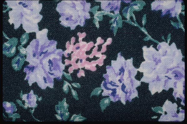 192002 Lilac Floral With Aqua Leaves On Black A4 Photo Print
