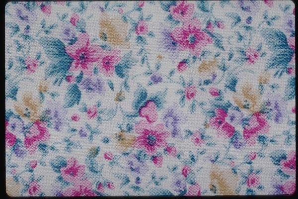192005 Purple And Blue Floral On White A4 Photo Print