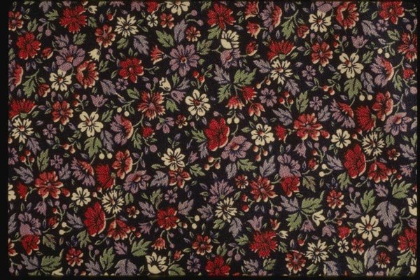 192007 Red And Ivory Floral On Black A4 Photo Print
