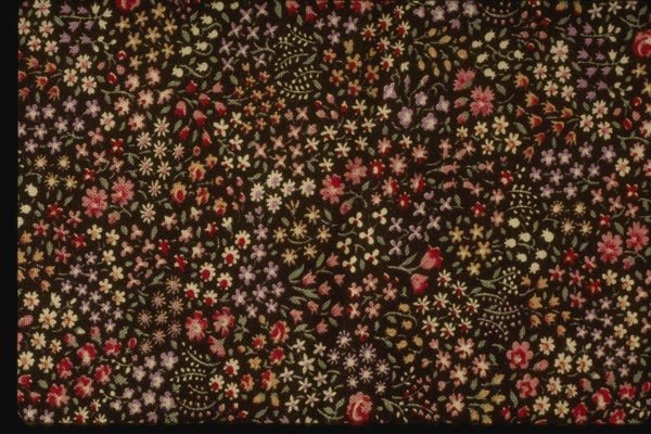 192008 Tiny Red And Ivory Floral On Black A4 Photo Print