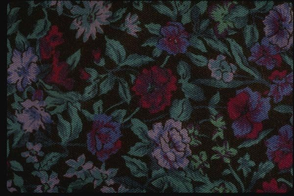 192011 Muted Purple And Green Floral On Black A4 Photo Print