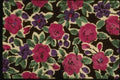 192013 Fuchsia And Purple Floral On Black A4 Photo Print
