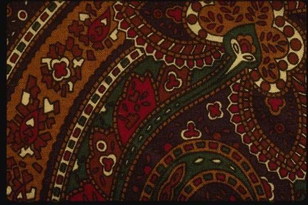 192039 Red And Ivory Paisley On Black A4 Photo Print