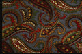 192041 Red, Blue And White Paisley On Black A4 Photo Print