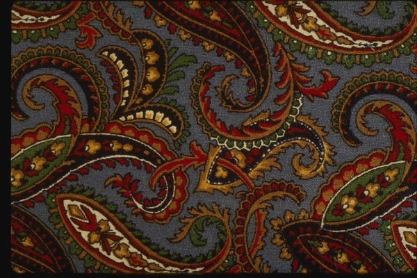 192041 Red, Blue And White Paisley On Black A4 Photo Print
