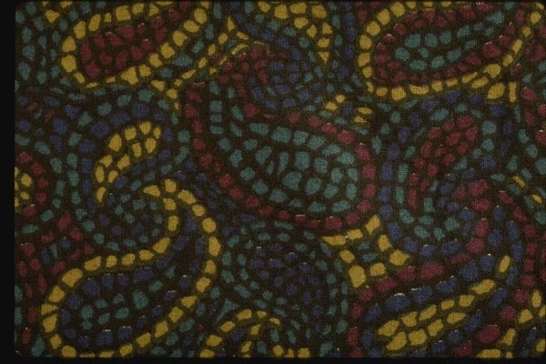 192044 Modern Stylized Yellow, Blue And Red Paisley On Black A4 Photo Print