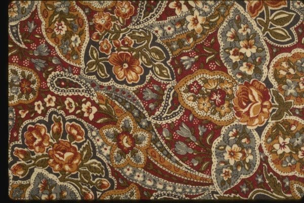 192047 Red, Orange And White Paisley A4 Photo Print