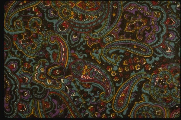192049 Highly Patterned Blue Paisley On Black A4 Photo Print