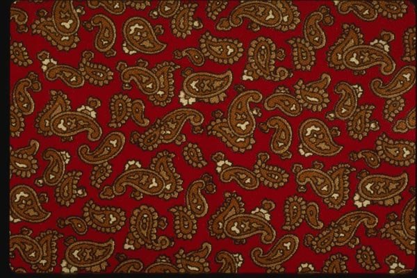 192052 Small Paisleys With Black Outline On Red A4 Photo Print