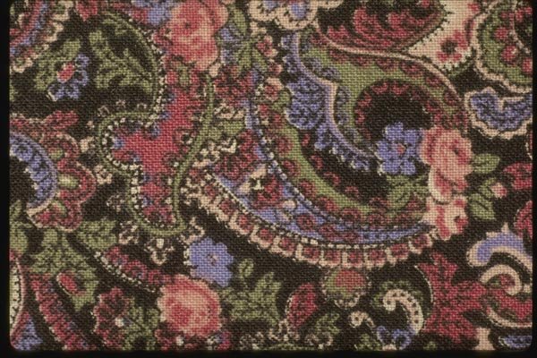 192054 Bright Lilac, Pink And Green Paisley On Black A4 Photo Print