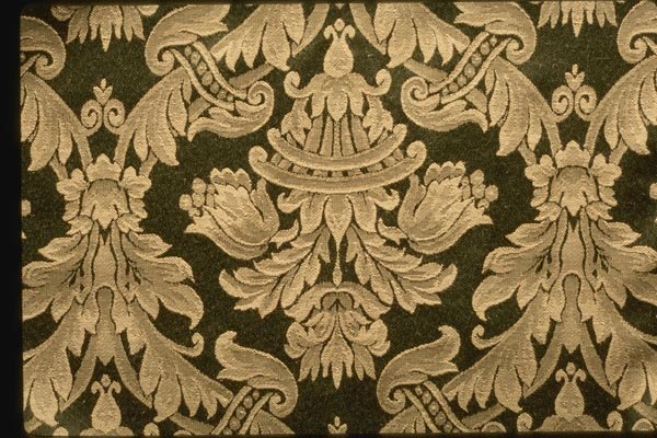 192061 Elegant Ivory Brocade On Black A4 Photo Print