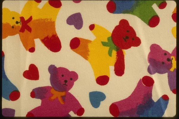 192071 Bright Teddy Bears On White A4 Photo Print