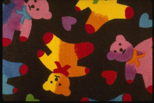 192072 Bright Teddy Bears On Black A4 Photo Print