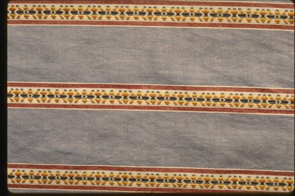 192080 Red And Yellow Stripes On Denim A4 Photo Print